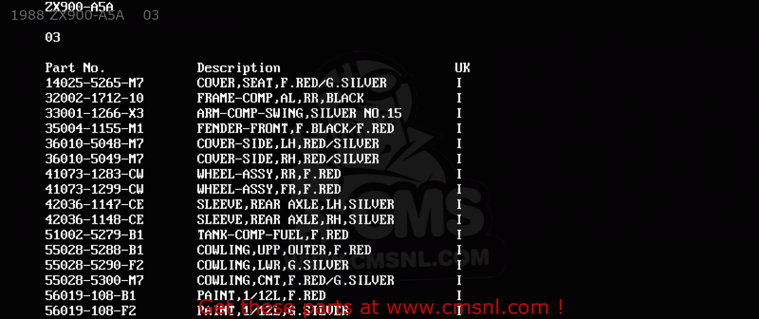 1988 ZX900-A5A    03 ZX900A5A GPZ900R 1988 UNITED KINGDOM