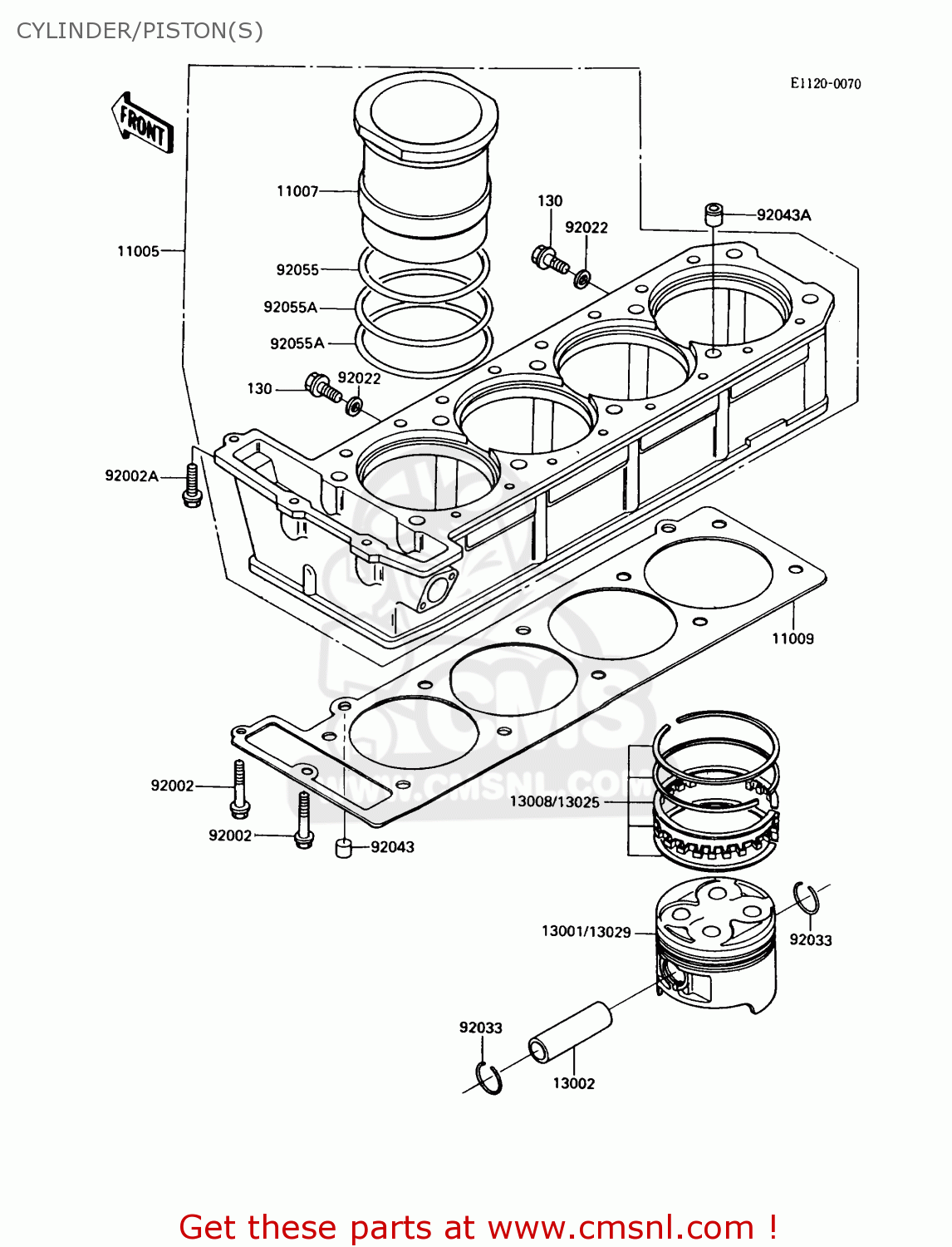 CYLINDER/PISTON(S) ZX900A6 1989 EUROPE UK FR FG NR SD
