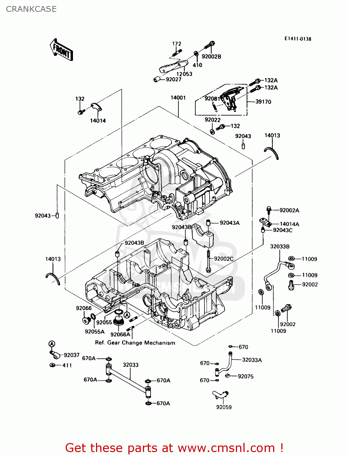 CRANKCASE ZX900A6 1989 EUROPE UK FR FG NR SD