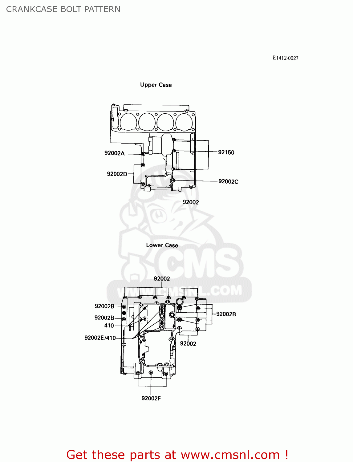 CRANKCASE BOLT PATTERN ZX900A6 1989 EUROPE UK FR FG NR SD