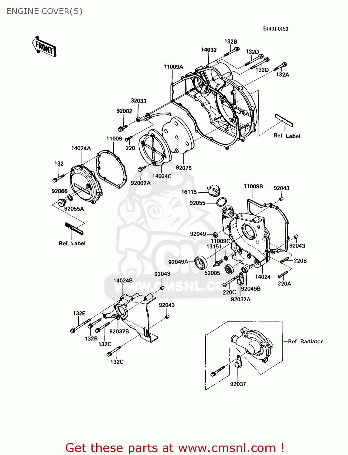 ENGINE COVER(S) ZX900A6 1989 EUROPE UK FR FG NR SD