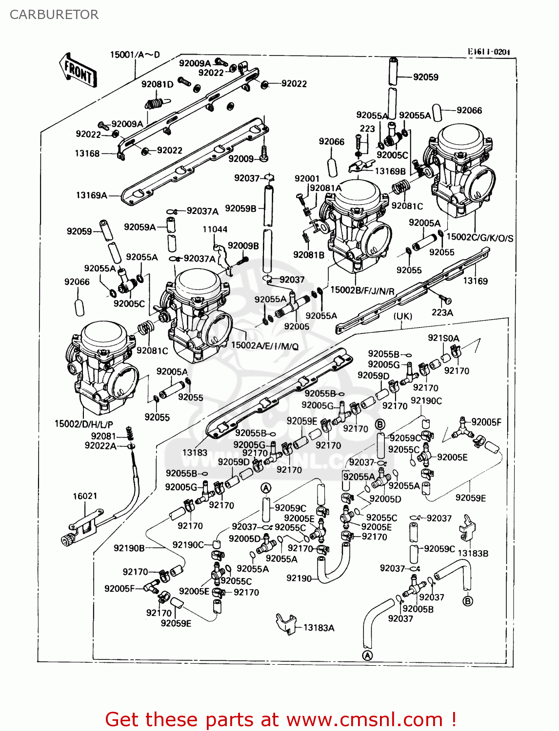 CARBURETOR ZX900A6 1989 EUROPE UK FR FG NR SD
