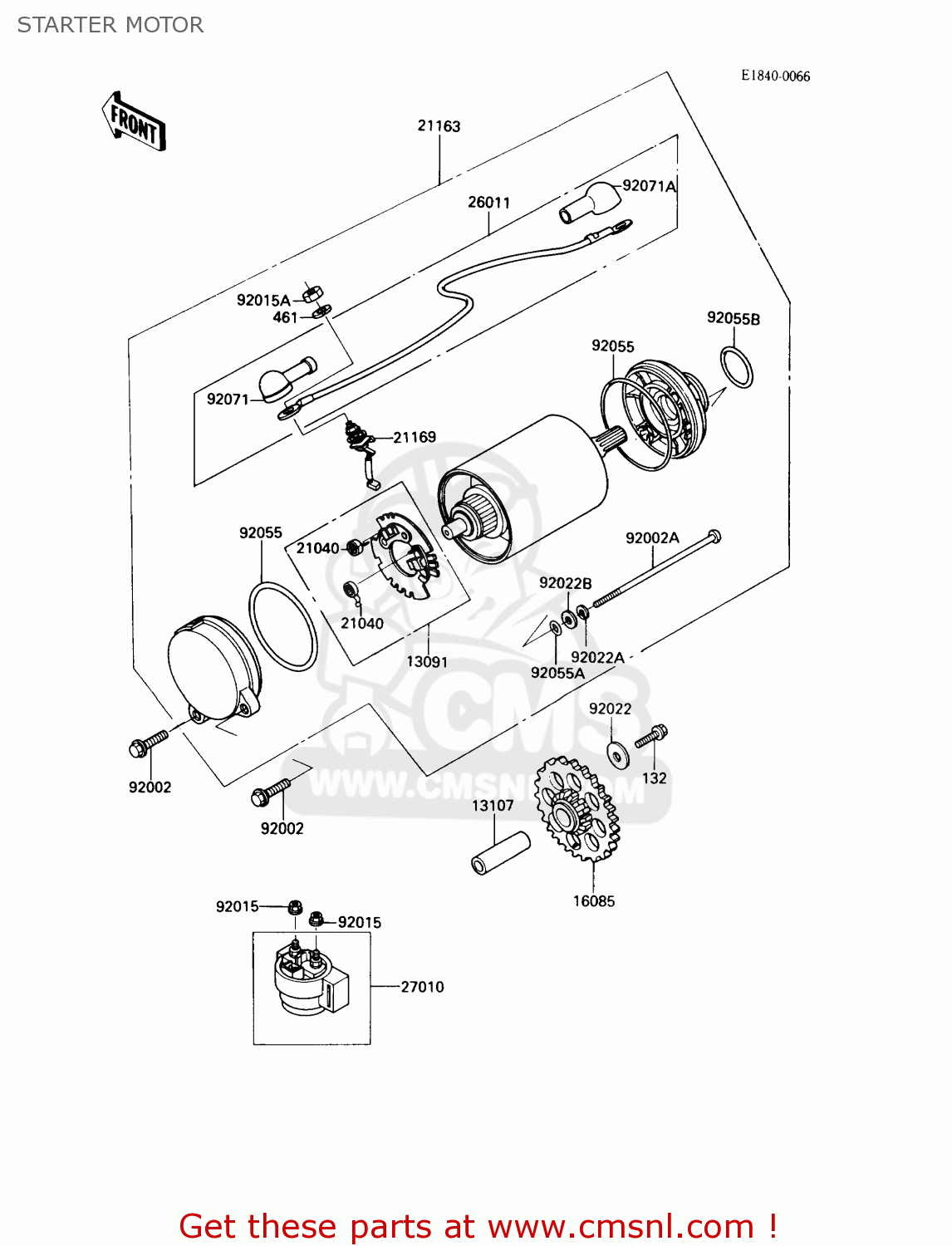 STARTER MOTOR ZX900A6 1989 EUROPE UK FR FG NR SD