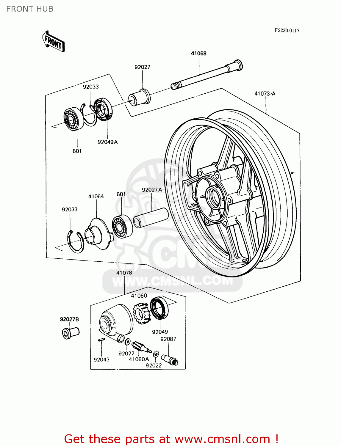 FRONT HUB ZX900A6 1989 EUROPE UK FR FG NR SD