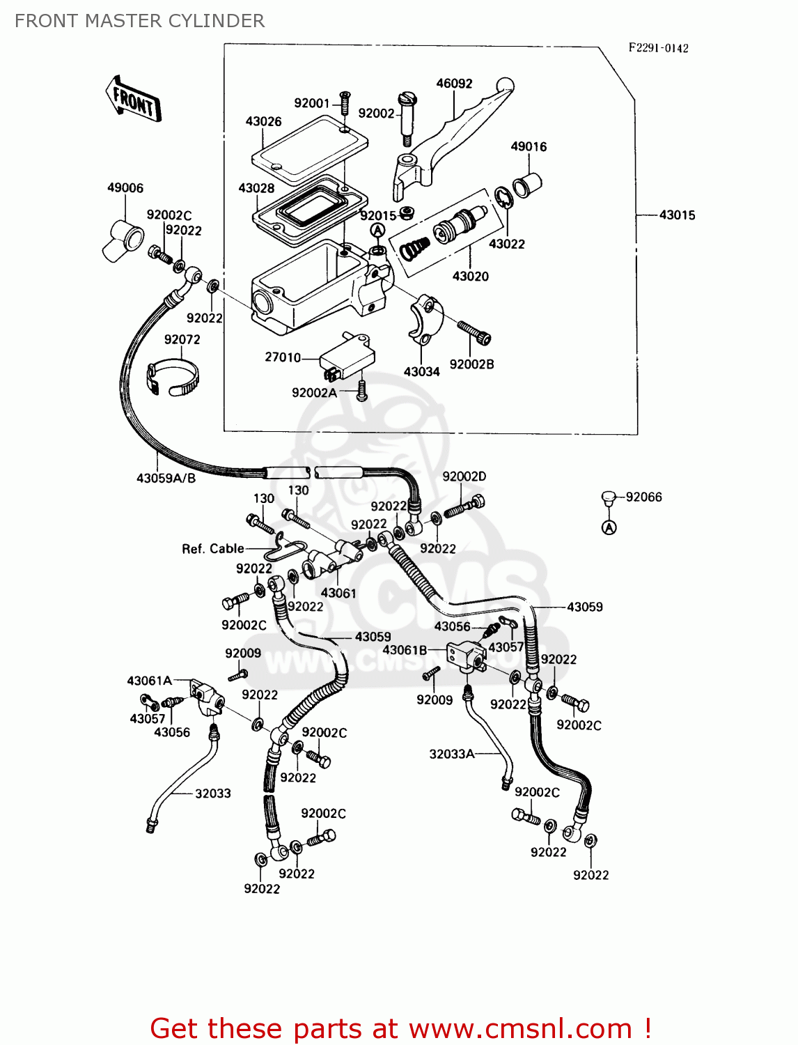 FRONT MASTER CYLINDER ZX900A6 1989 EUROPE UK FR FG NR SD