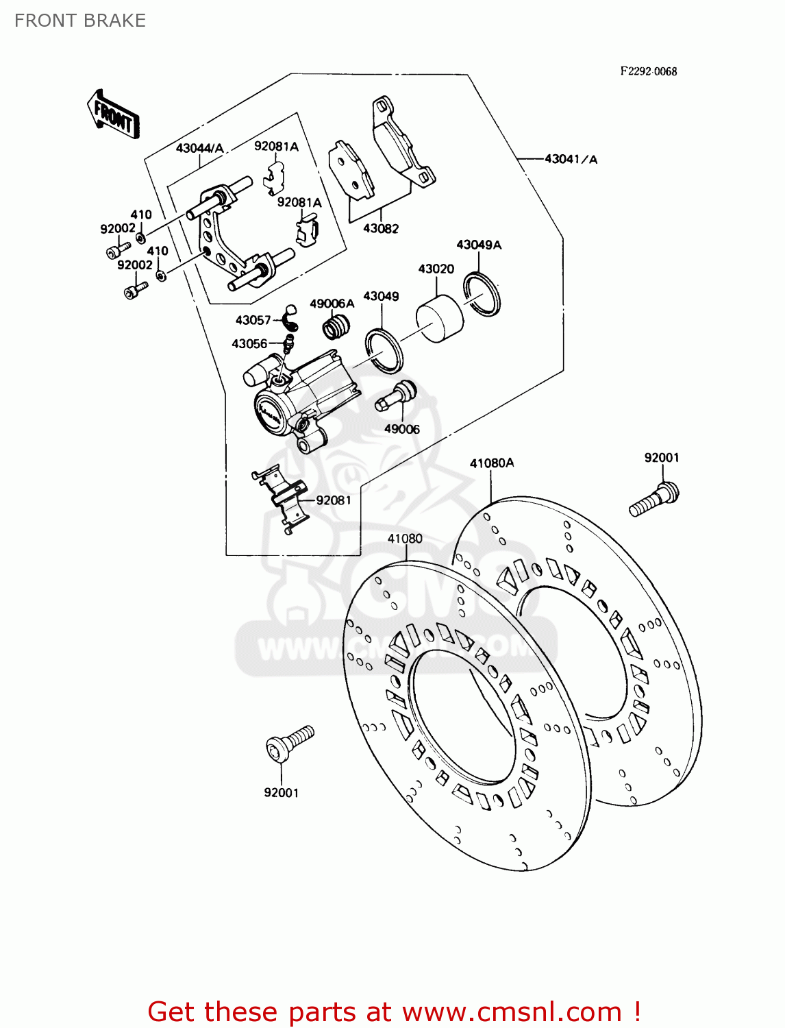FRONT BRAKE ZX900A6 1989 EUROPE UK FR FG NR SD