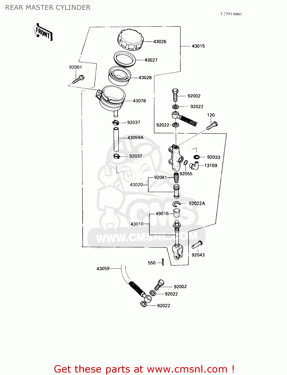 REAR MASTER CYLINDER ZX900A6 1989 EUROPE UK FR FG NR SD
