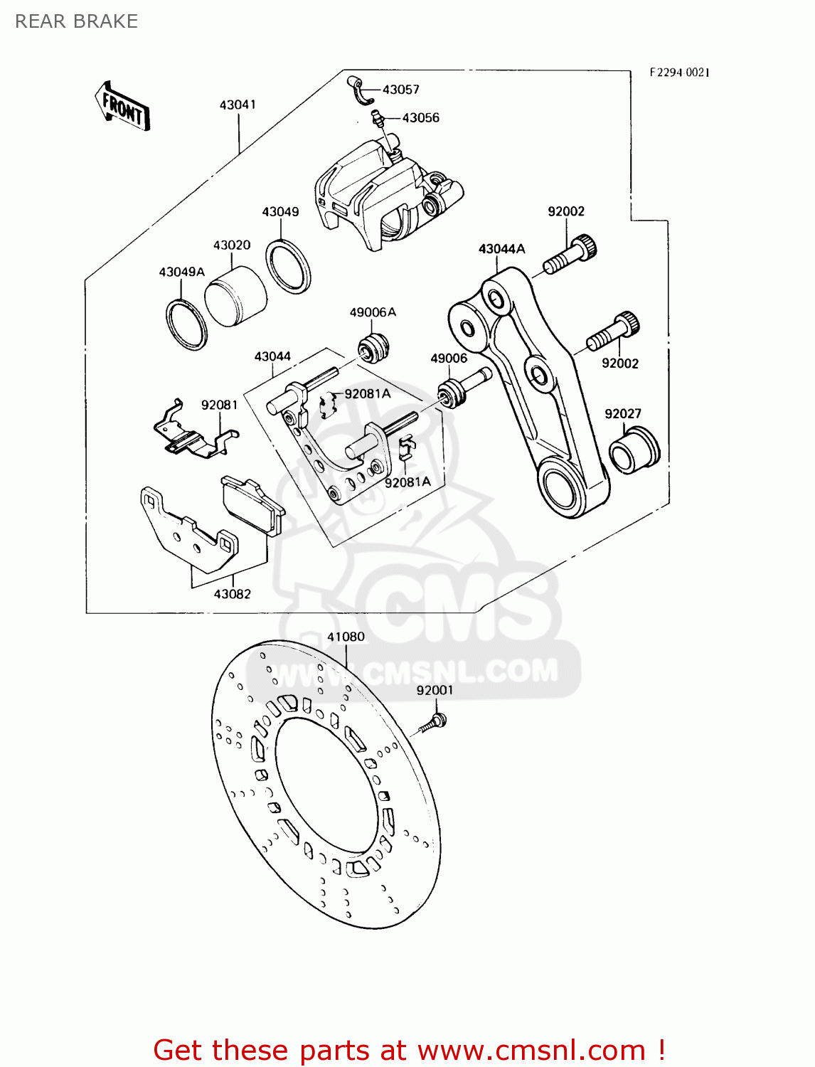 REAR BRAKE ZX900A6 1989 EUROPE UK FR FG NR SD