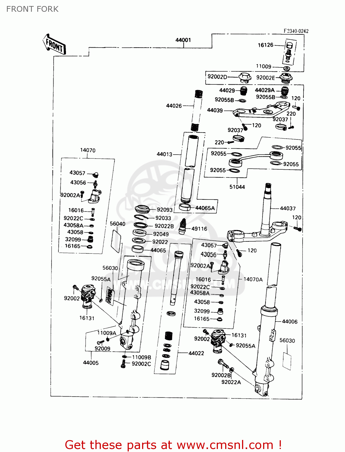 FRONT FORK ZX900A6 1989 EUROPE UK FR FG NR SD