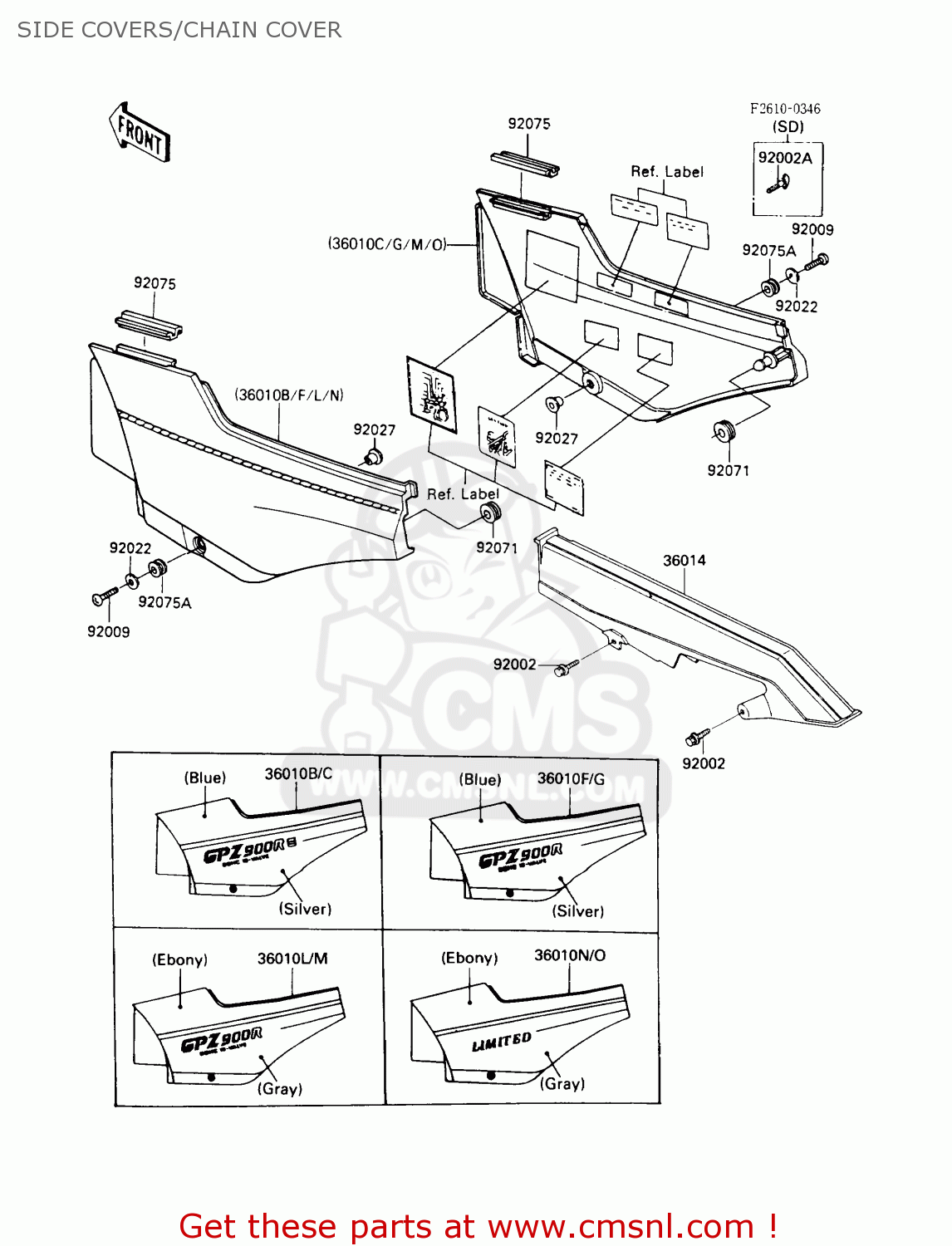 SIDE COVERS/CHAIN COVER ZX900A6 1989 EUROPE UK FR FG NR SD