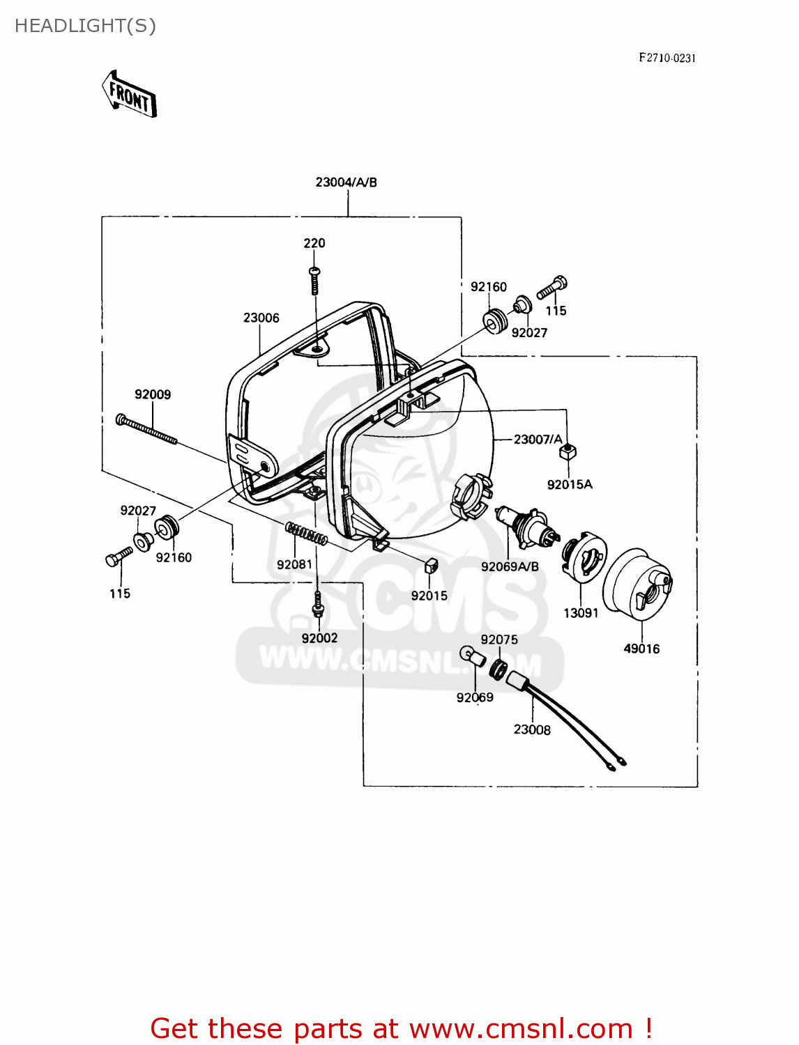 HEADLIGHT(S) ZX900A6 1989 EUROPE UK FR FG NR SD