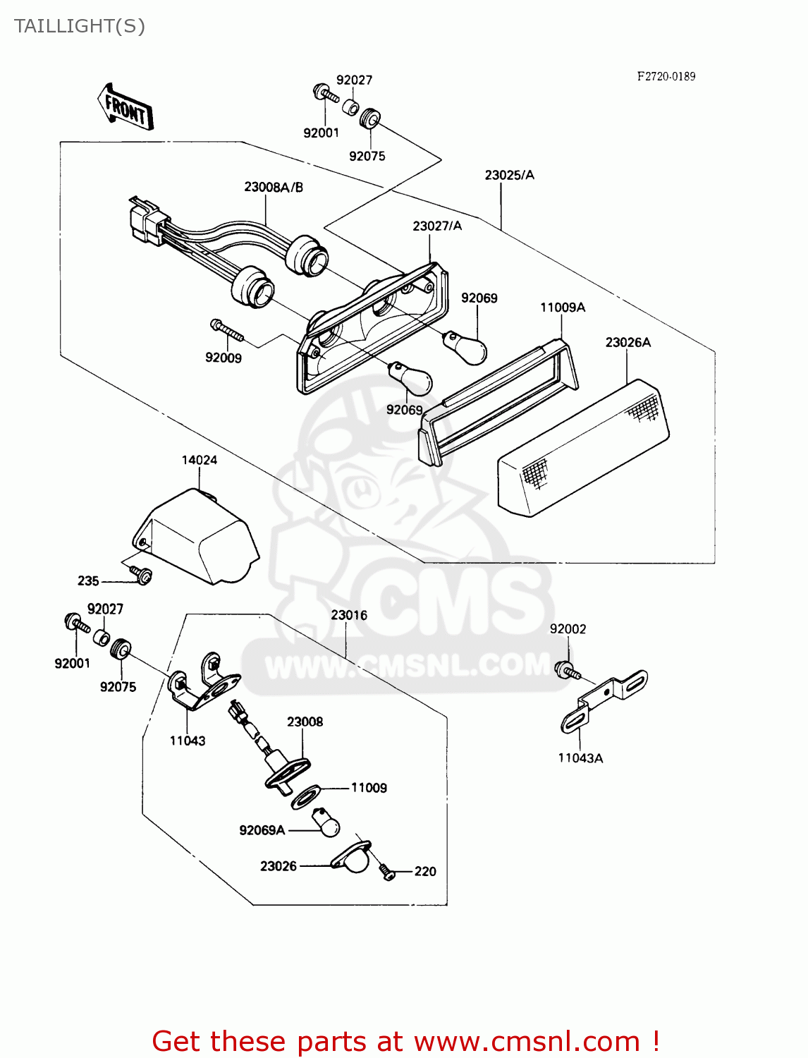TAILLIGHT(S) ZX900A6 1989 EUROPE UK FR FG NR SD
