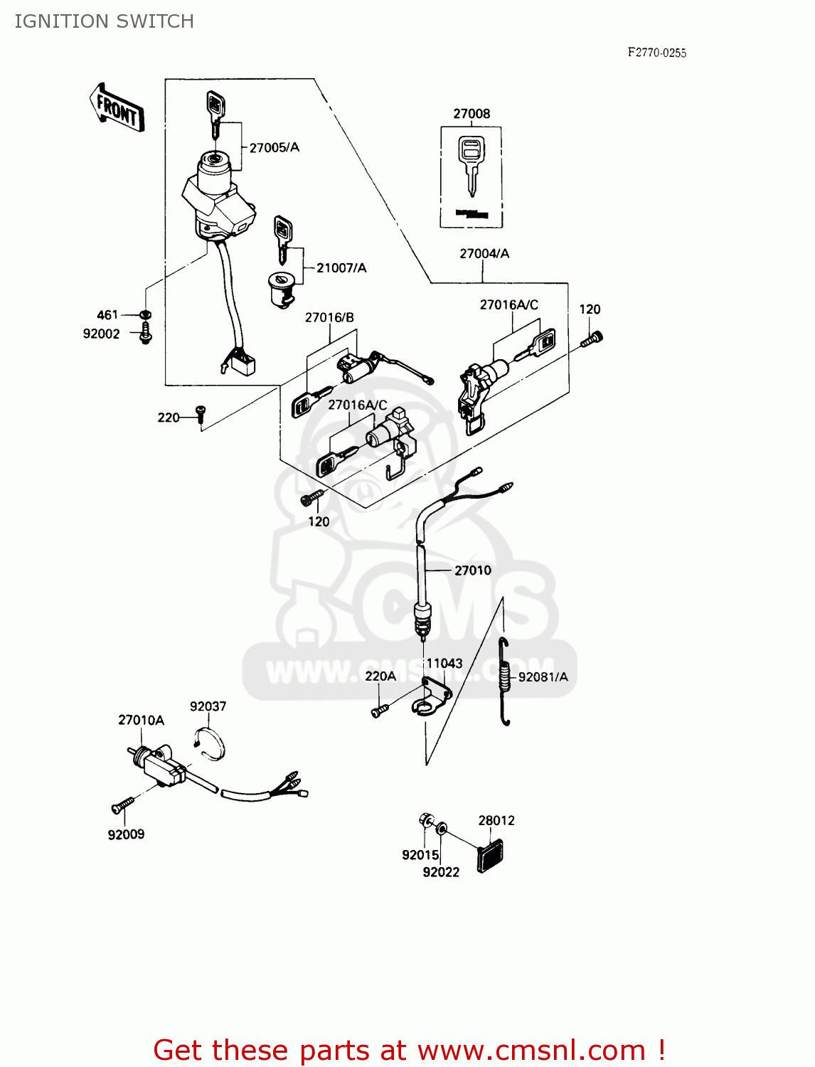 IGNITION SWITCH ZX900A6 1989 EUROPE UK FR FG NR SD