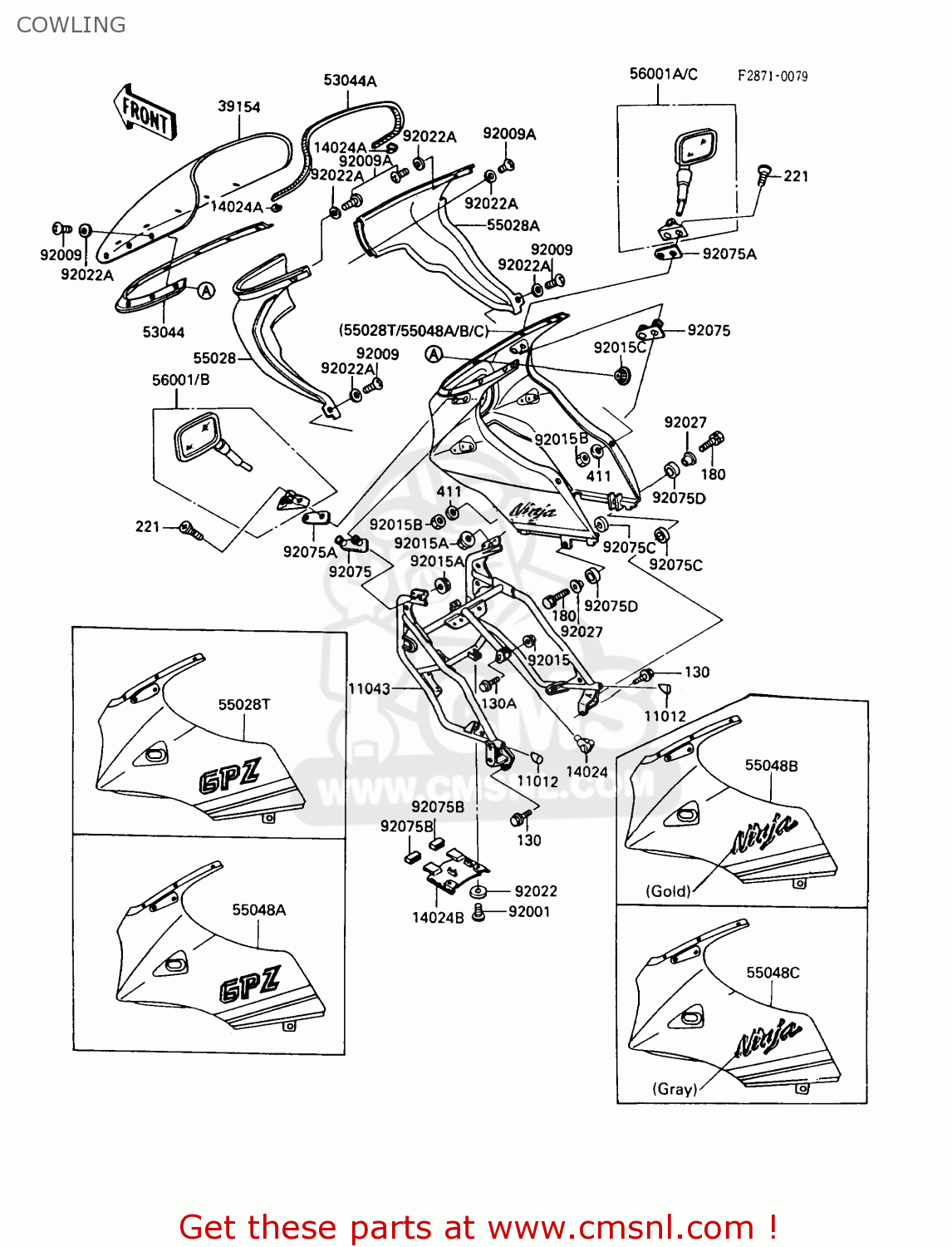 COWLING ZX900A6 1989 EUROPE UK FR FG NR SD