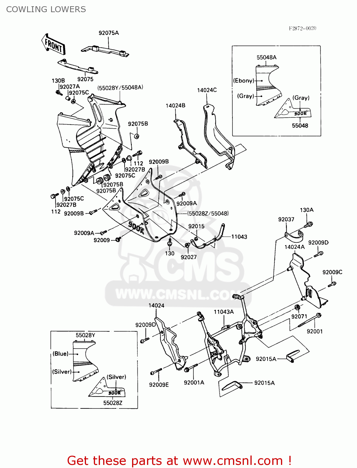 COWLING LOWERS ZX900A6 1989 EUROPE UK FR FG NR SD