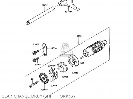 GEAR CHANGE DRUM/SHIFT FORK(S) - ZX900A6 1989 EUROPE UK FR FG NR SD
