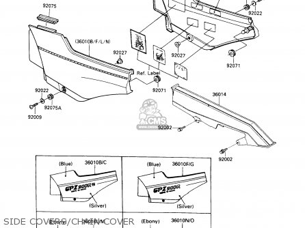 SIDE COVERS/CHAIN COVER - ZX900A6 1989 EUROPE UK FR FG NR SD