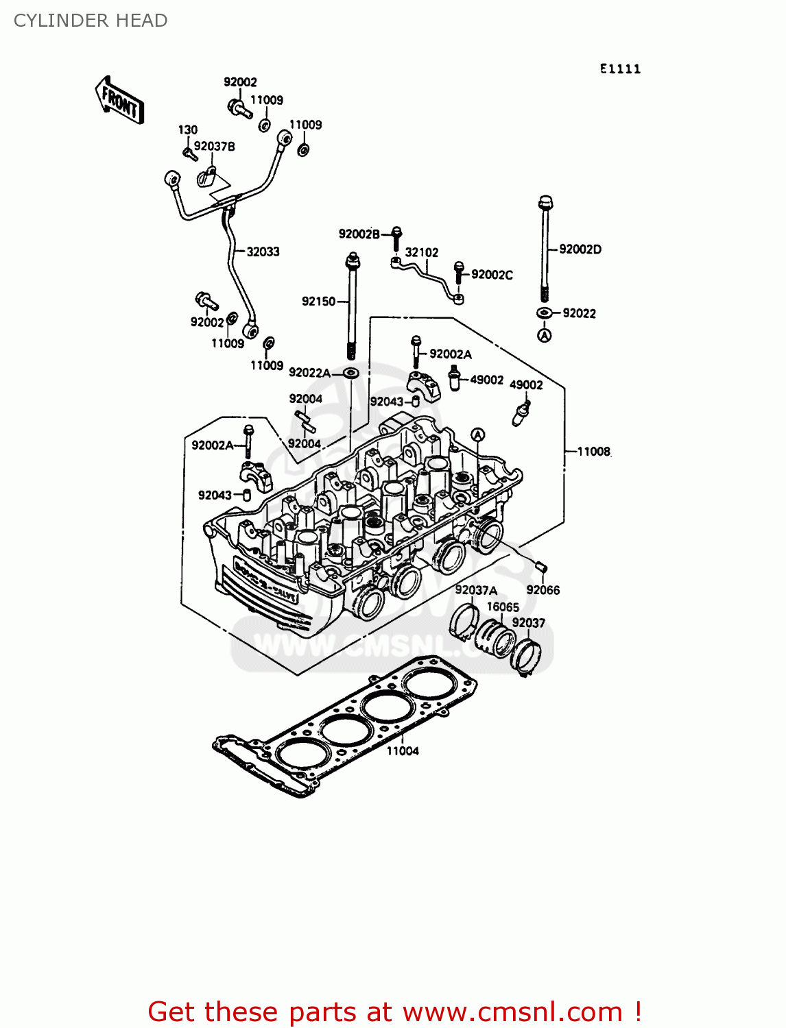 CYLINDER HEAD ZX900A7 GPZ900R 1990 EUROPE UK FG NR SD SP