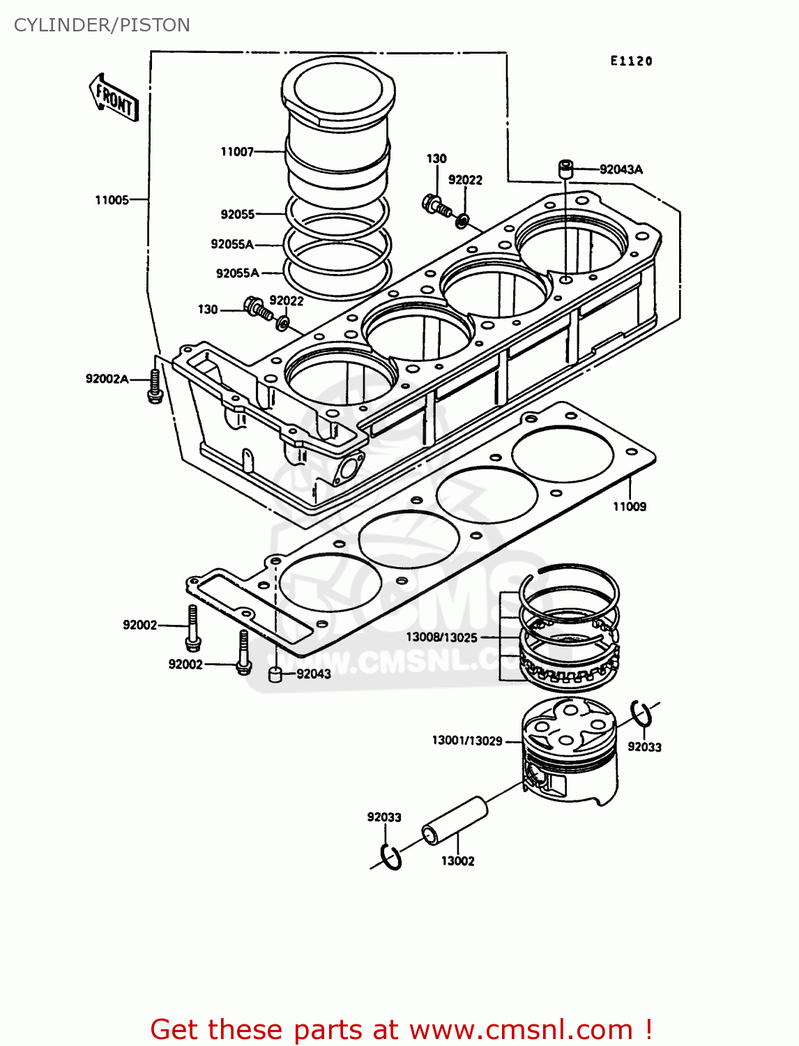 CYLINDER/PISTON ZX900A7 GPZ900R 1990 EUROPE UK FG NR SD SP