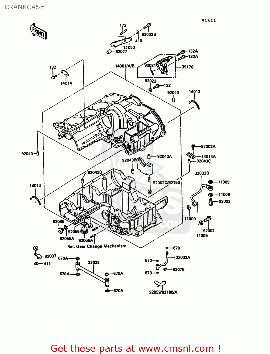 CRANKCASE ZX900A7 GPZ900R 1990 EUROPE UK FG NR SD SP