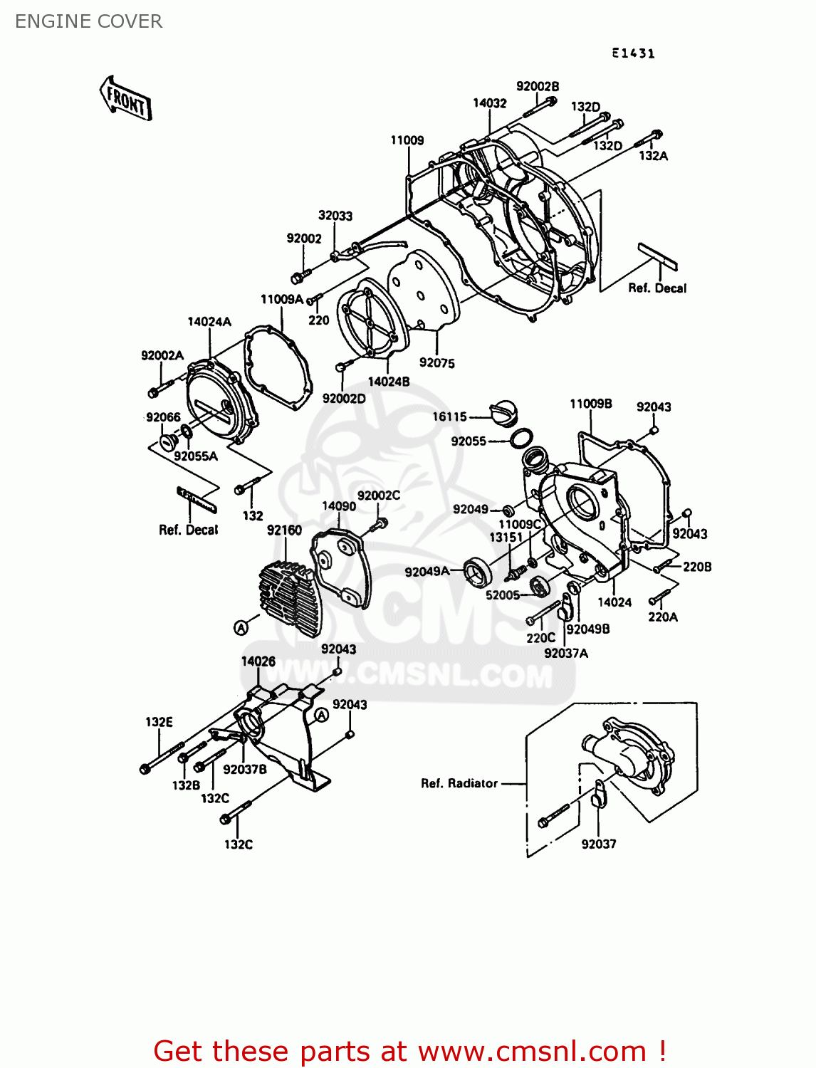 ENGINE COVER ZX900A7 GPZ900R 1990 EUROPE UK FG NR SD SP