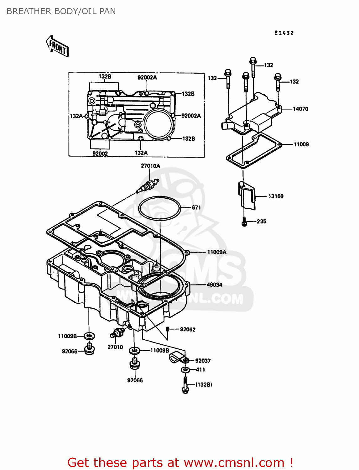 BREATHER BODY/OIL PAN ZX900A7 GPZ900R 1990 EUROPE UK FG NR SD SP