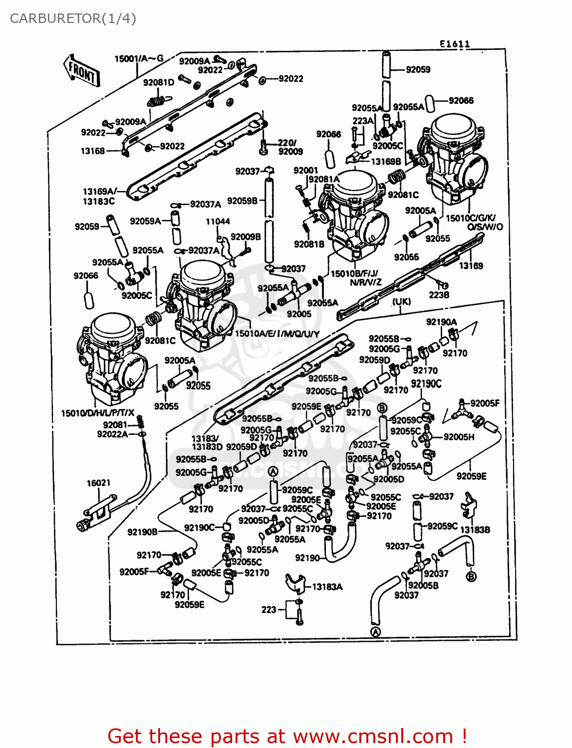 CARBURETOR(1/4) ZX900A7 GPZ900R 1990 EUROPE UK FG NR SD SP