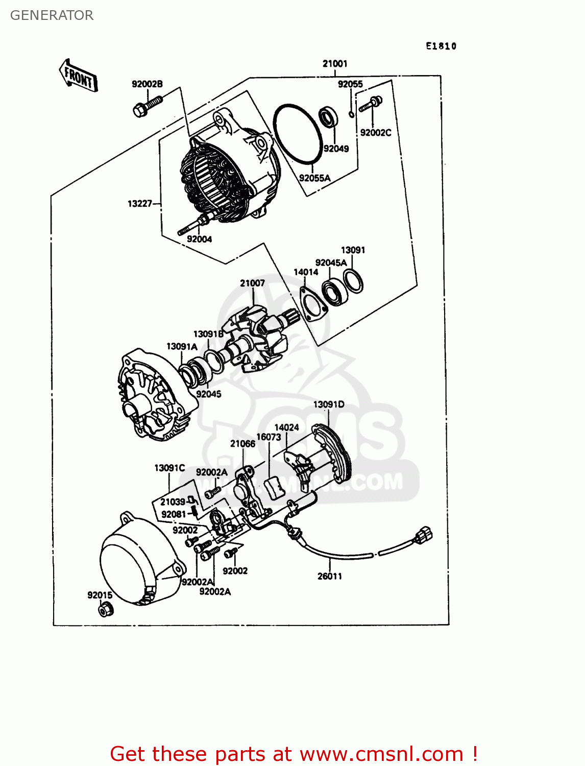 GENERATOR ZX900A7 GPZ900R 1990 EUROPE UK FG NR SD SP