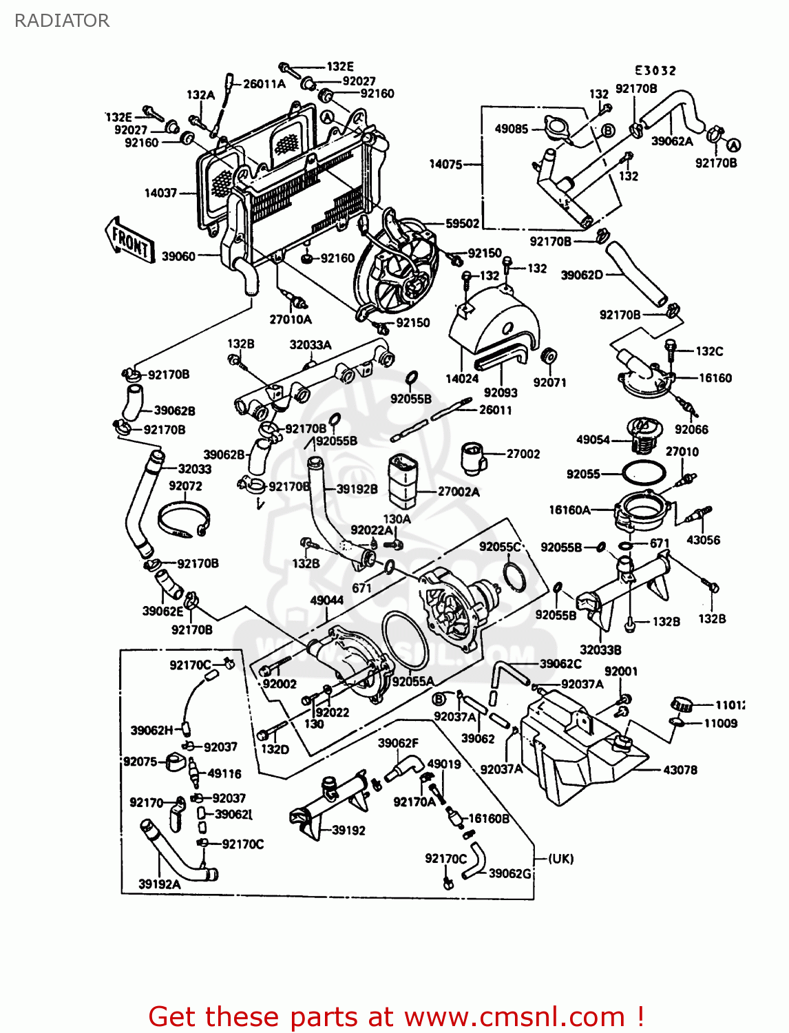 RADIATOR ZX900A7 GPZ900R 1990 EUROPE UK FG NR SD SP