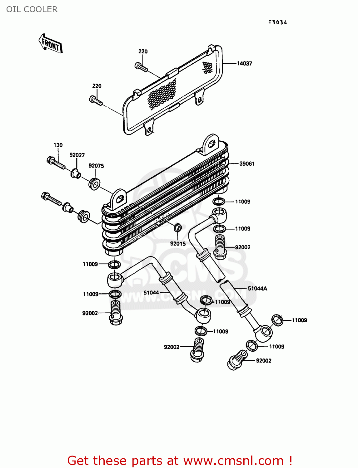 OIL COOLER ZX900A7 GPZ900R 1990 EUROPE UK FG NR SD SP