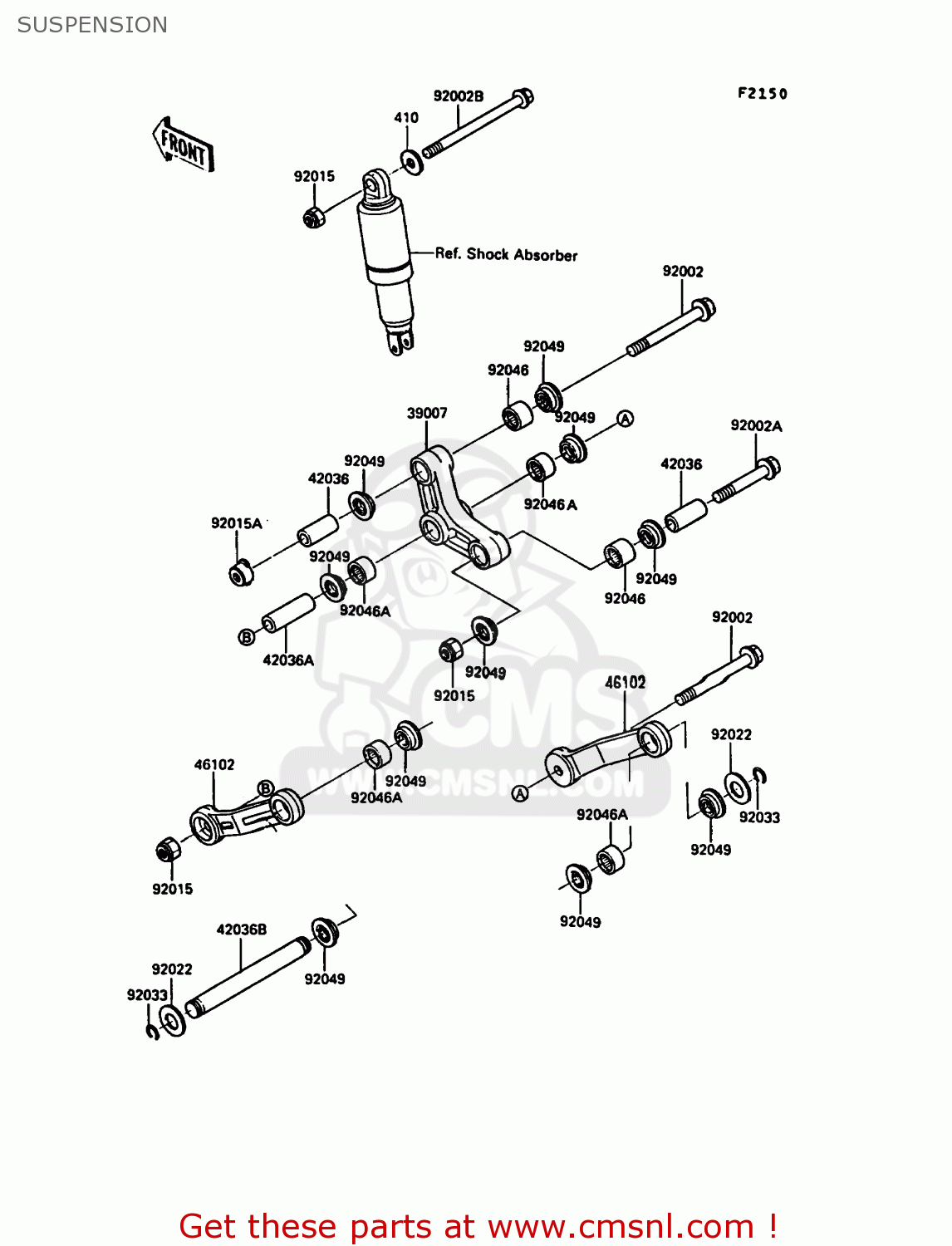 SUSPENSION ZX900A7 GPZ900R 1990 EUROPE UK FG NR SD SP