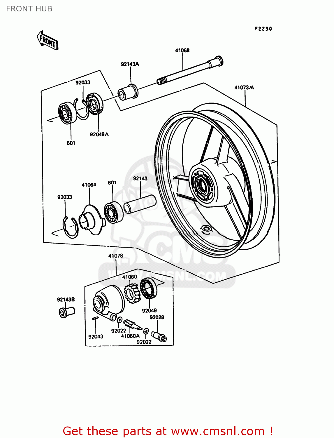 FRONT HUB ZX900A7 GPZ900R 1990 EUROPE UK FG NR SD SP