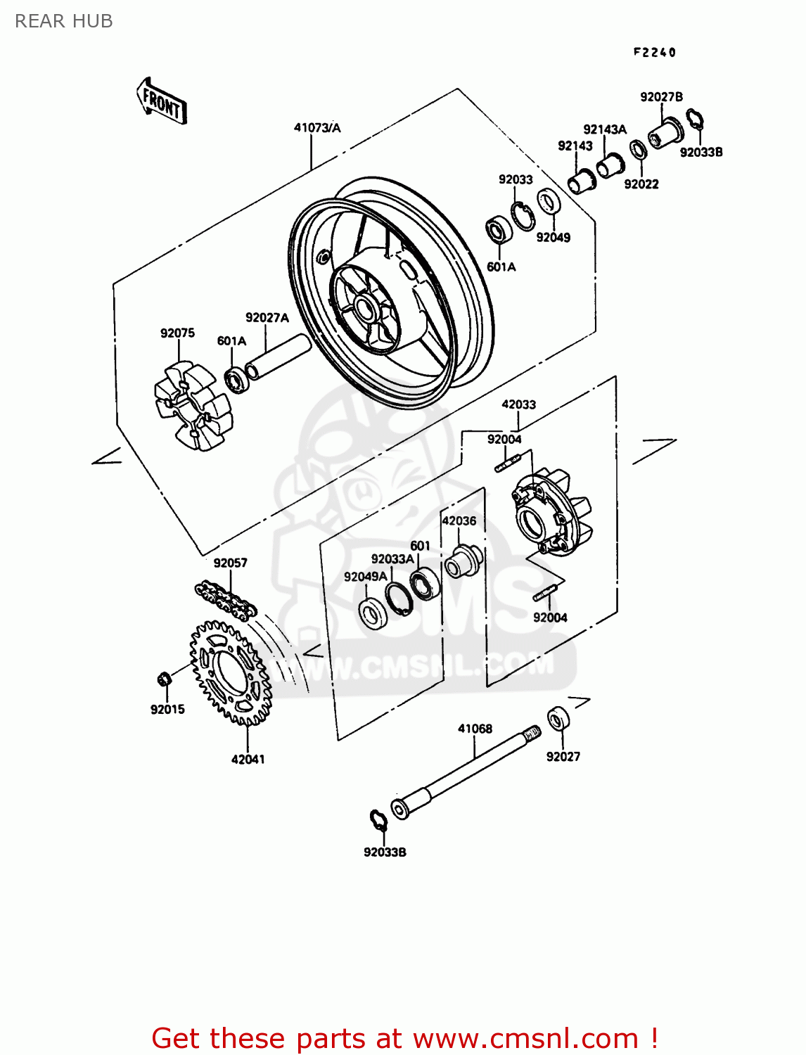 REAR HUB ZX900A7 GPZ900R 1990 EUROPE UK FG NR SD SP