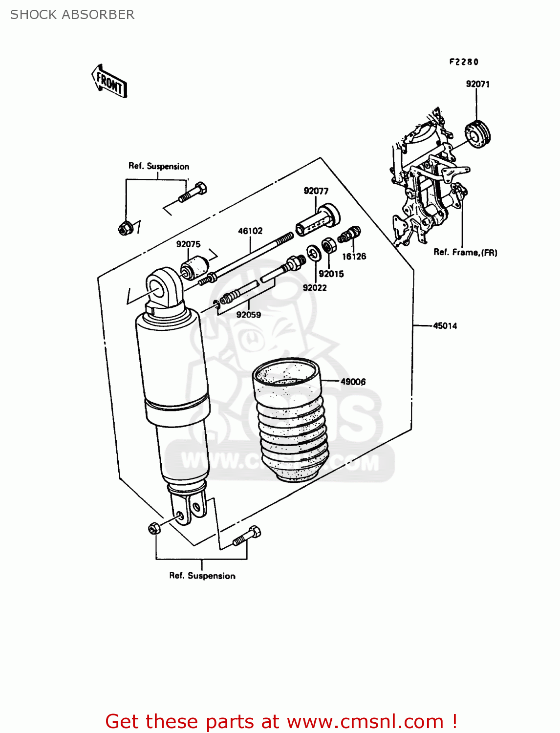 SHOCK ABSORBER ZX900A7 GPZ900R 1990 EUROPE UK FG NR SD SP