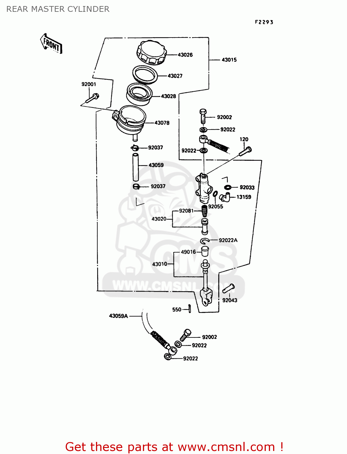 REAR MASTER CYLINDER ZX900A7 GPZ900R 1990 EUROPE UK FG NR SD SP