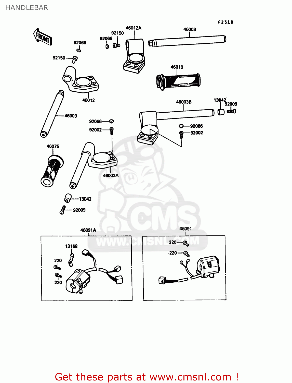 HANDLEBAR ZX900A7 GPZ900R 1990 EUROPE UK FG NR SD SP