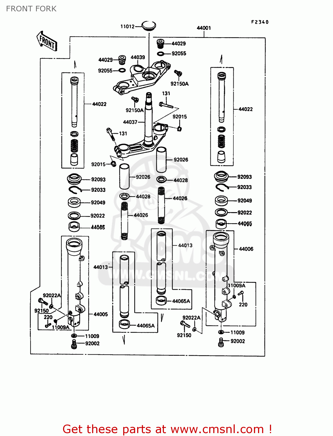 FRONT FORK ZX900A7 GPZ900R 1990 EUROPE UK FG NR SD SP