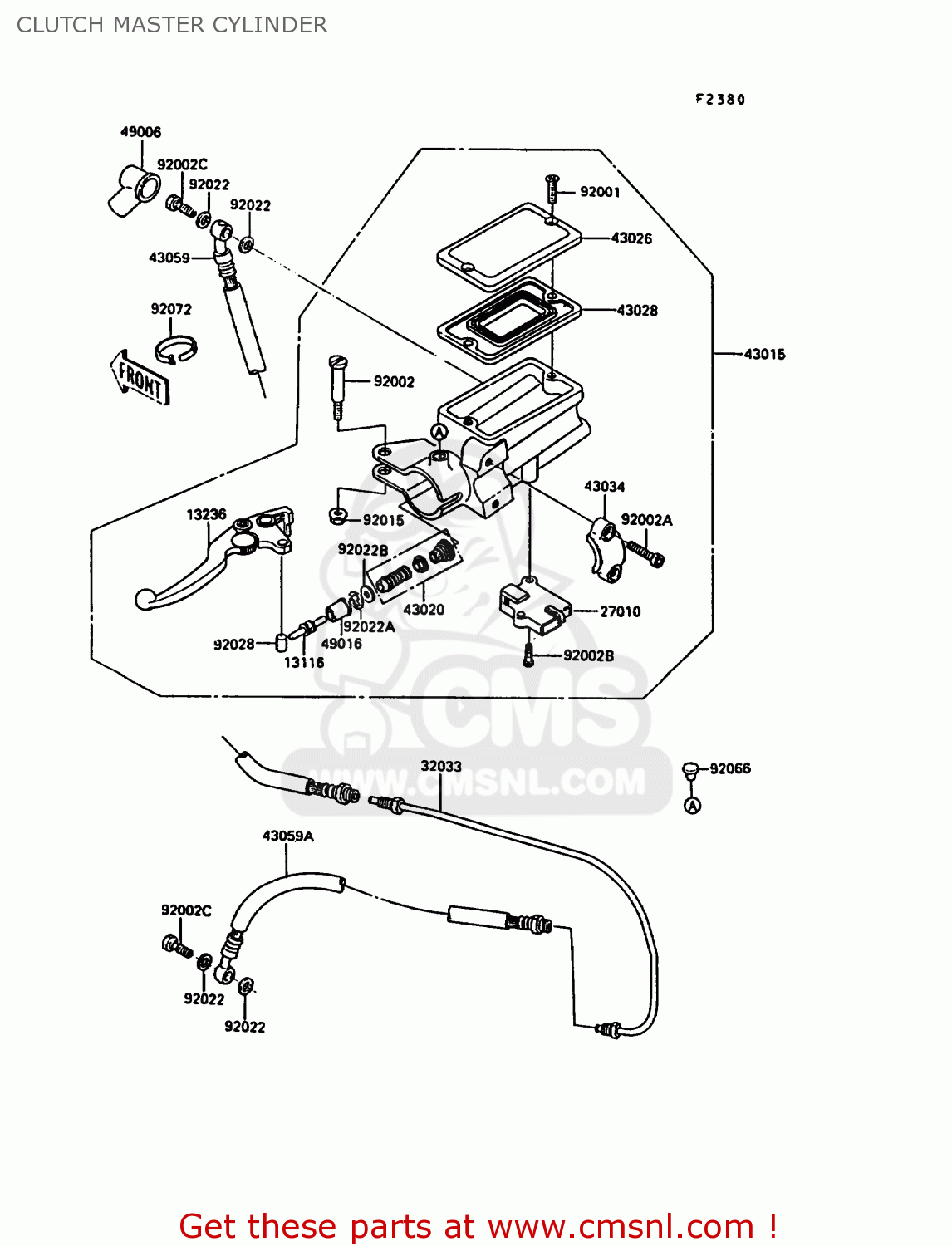 CLUTCH MASTER CYLINDER ZX900A7 GPZ900R 1990 EUROPE UK FG NR SD SP