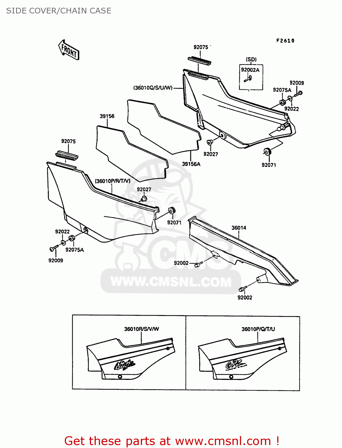 SIDE COVER/CHAIN CASE ZX900A7 GPZ900R 1990 EUROPE UK FG NR SD SP