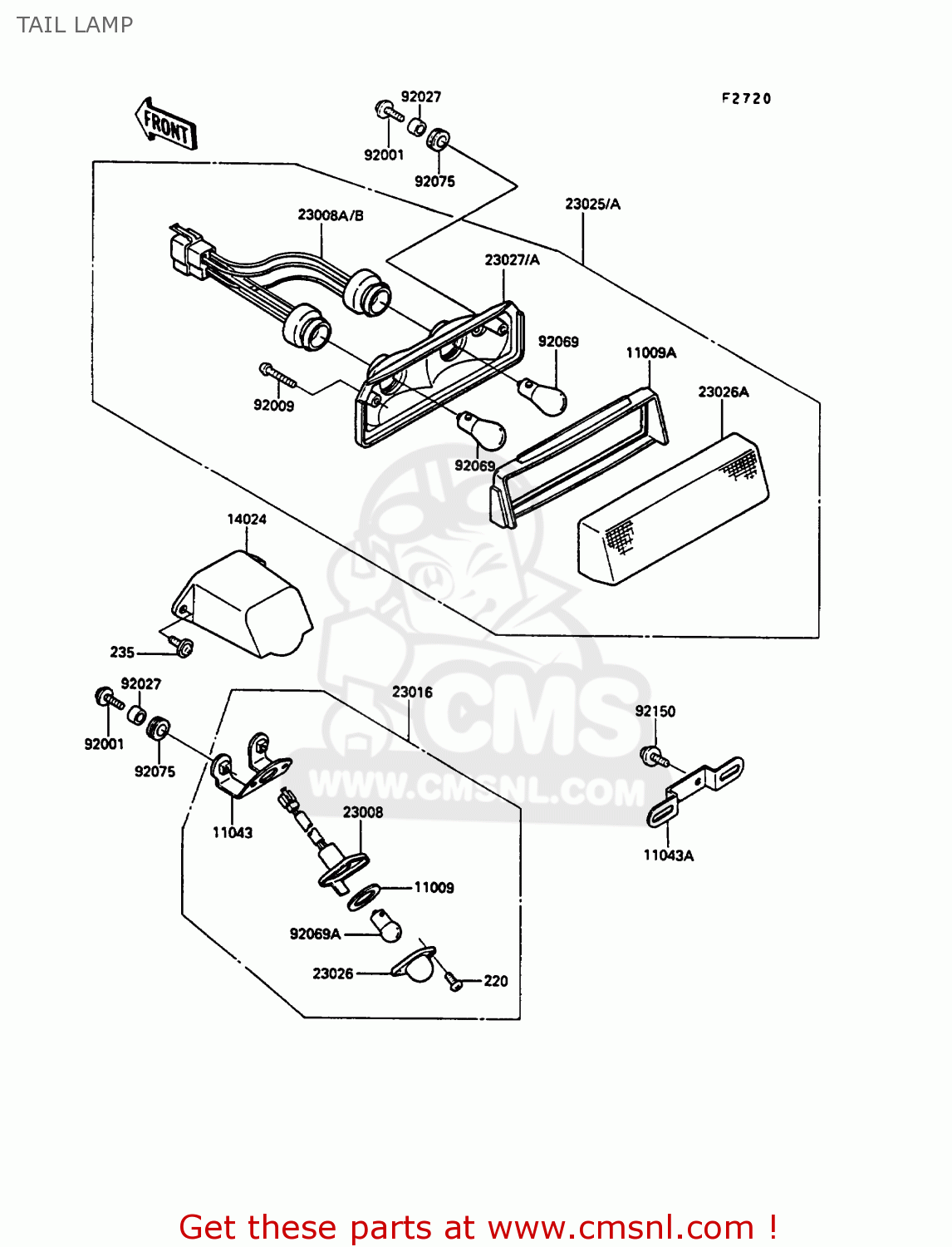 TAIL LAMP ZX900A7 GPZ900R 1990 EUROPE UK FG NR SD SP