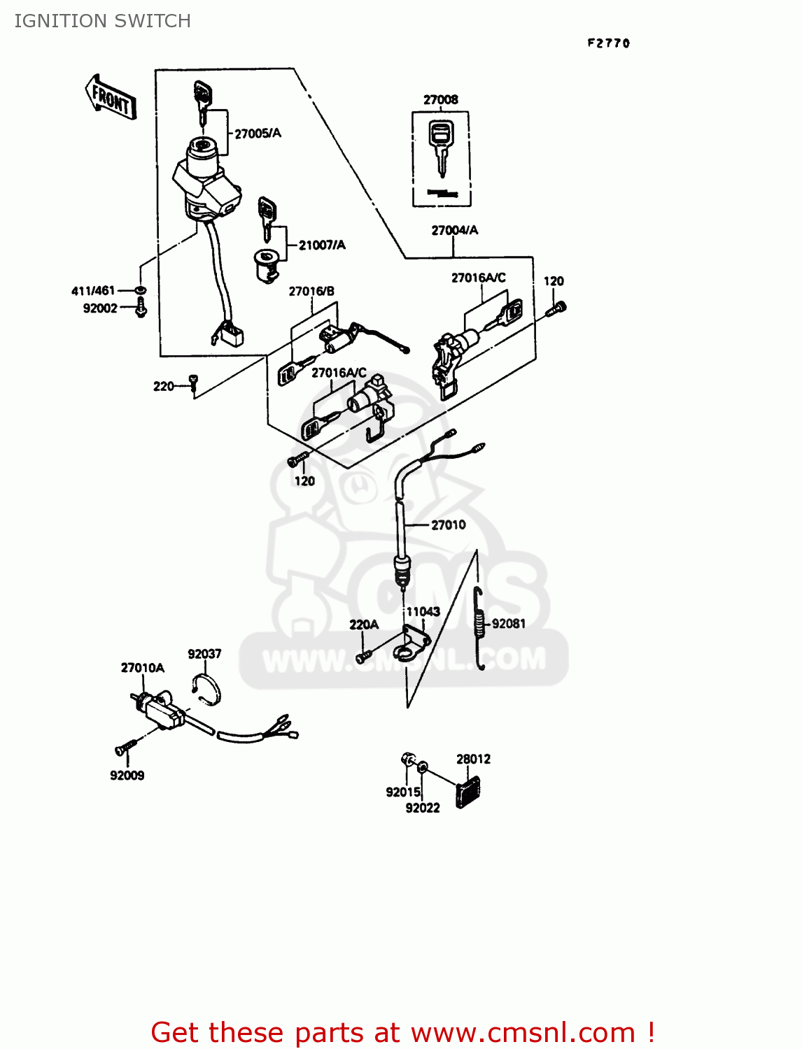 IGNITION SWITCH ZX900A7 GPZ900R 1990 EUROPE UK FG NR SD SP