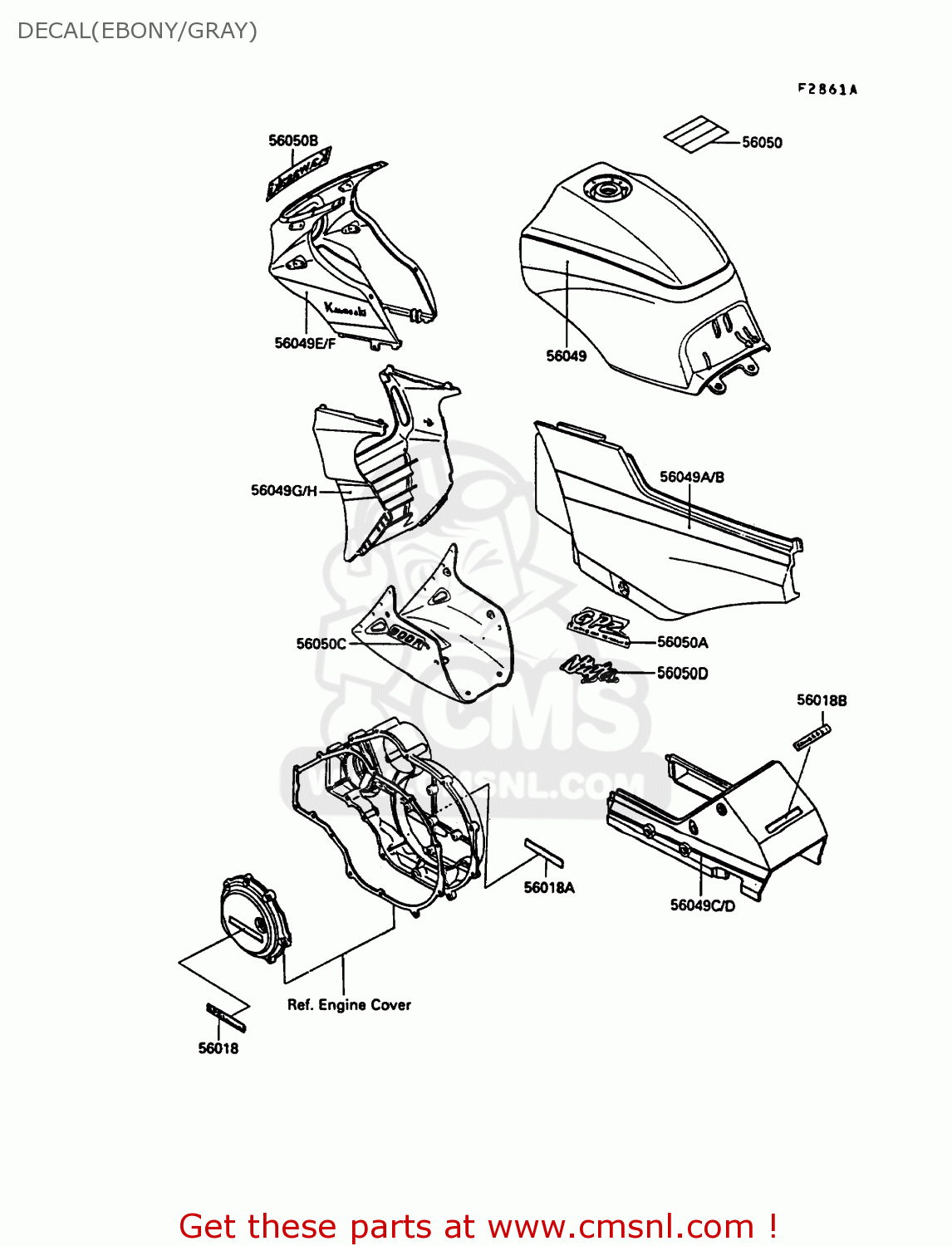DECAL(EBONY/GRAY) ZX900A7 GPZ900R 1990 EUROPE UK FG NR SD SP