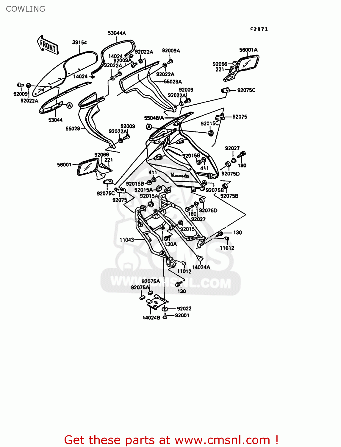 COWLING ZX900A7 GPZ900R 1990 EUROPE UK FG NR SD SP