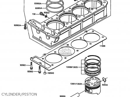 CYLINDER/PISTON - ZX900A7 GPZ900R 1990 EUROPE UK FG NR SD SP