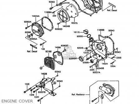 ENGINE COVER - ZX900A7 GPZ900R 1990 EUROPE UK FG NR SD SP