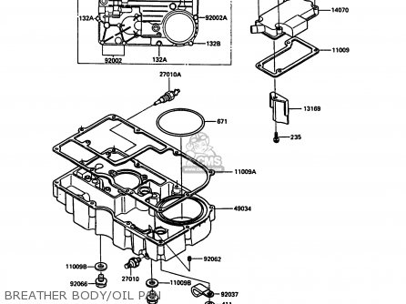 BREATHER BODY/OIL PAN - ZX900A7 GPZ900R 1990 EUROPE UK FG NR SD SP