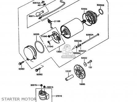 STARTER MOTOR - ZX900A7 GPZ900R 1990 EUROPE UK FG NR SD SP