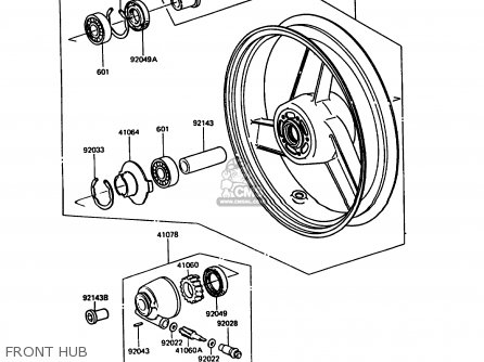 FRONT HUB - ZX900A7 GPZ900R 1990 EUROPE UK FG NR SD SP