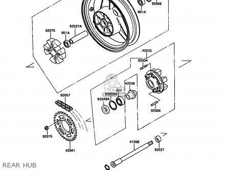 REAR HUB - ZX900A7 GPZ900R 1990 EUROPE UK FG NR SD SP