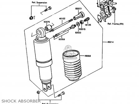 SHOCK ABSORBER - ZX900A7 GPZ900R 1990 EUROPE UK FG NR SD SP